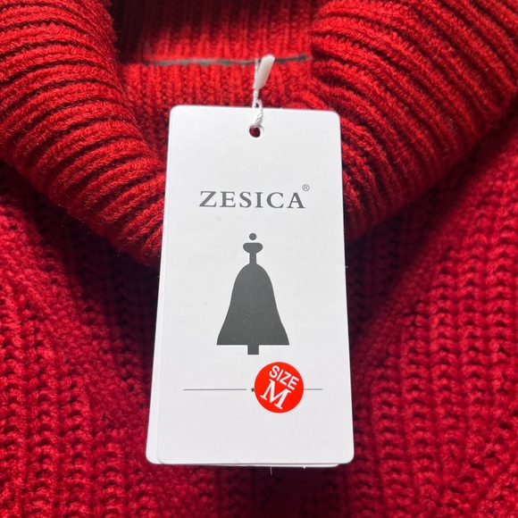 Zesica - Red Turtleneck Cable Knit Sweater - Picture 4 of 4